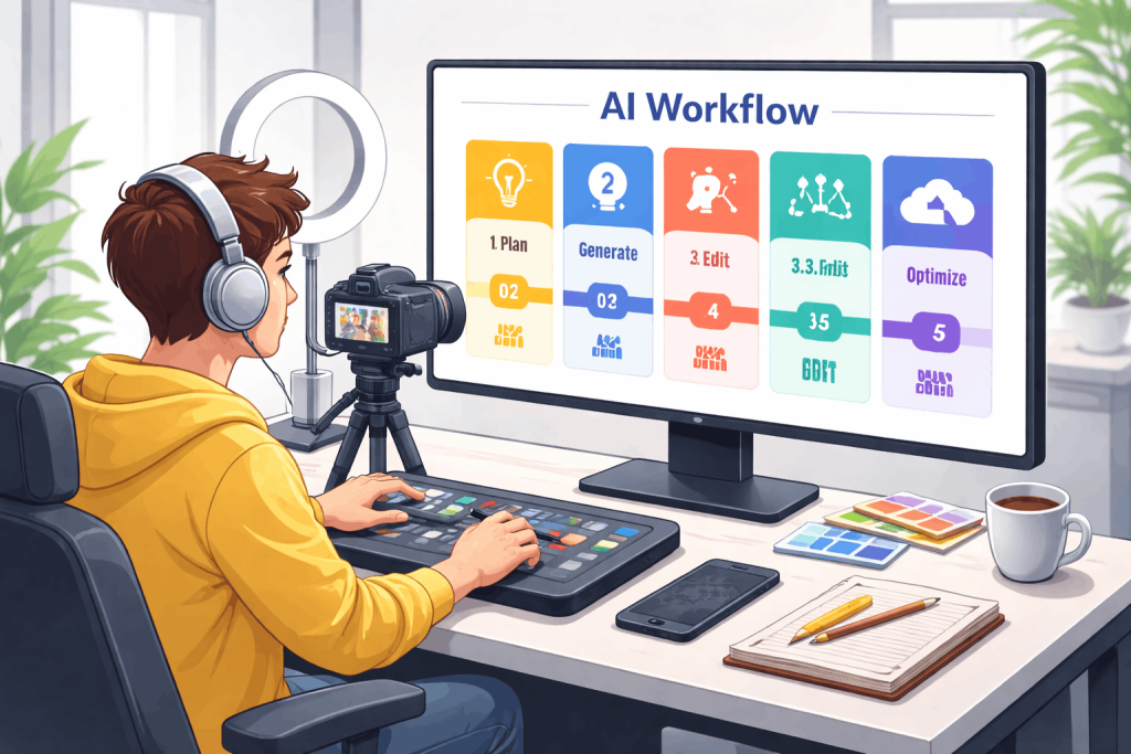 Step by step AI workflow for creating YouTube videos