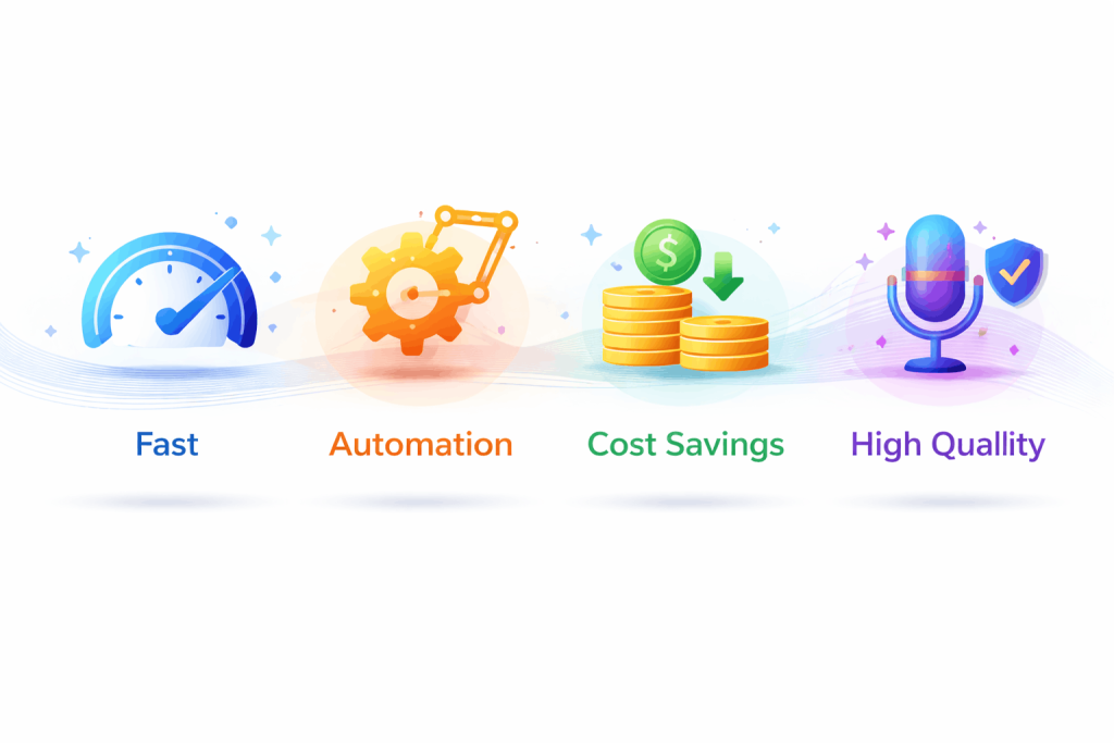 Infographic showing advantages of AI voice generators
