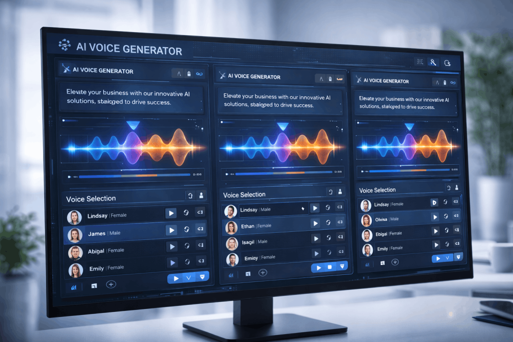 Different AI voice generator platforms interface