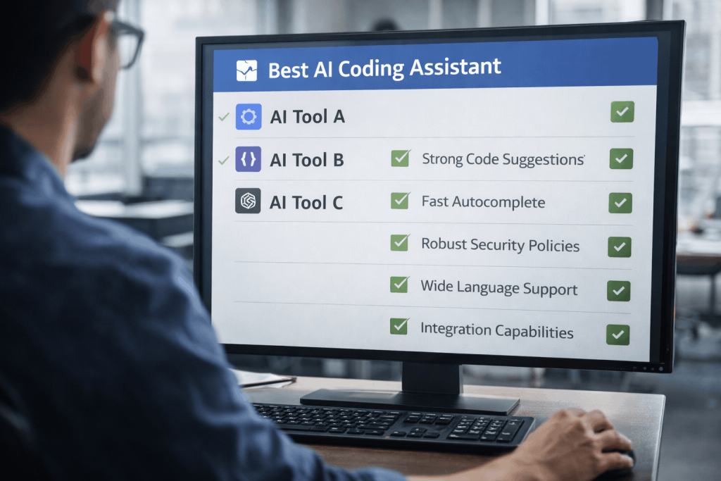 Developer choosing the best AI coding software